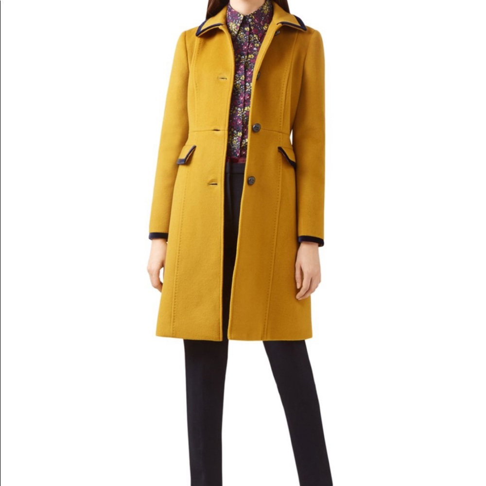 Hobbs London Celia coat ochre navy us 6